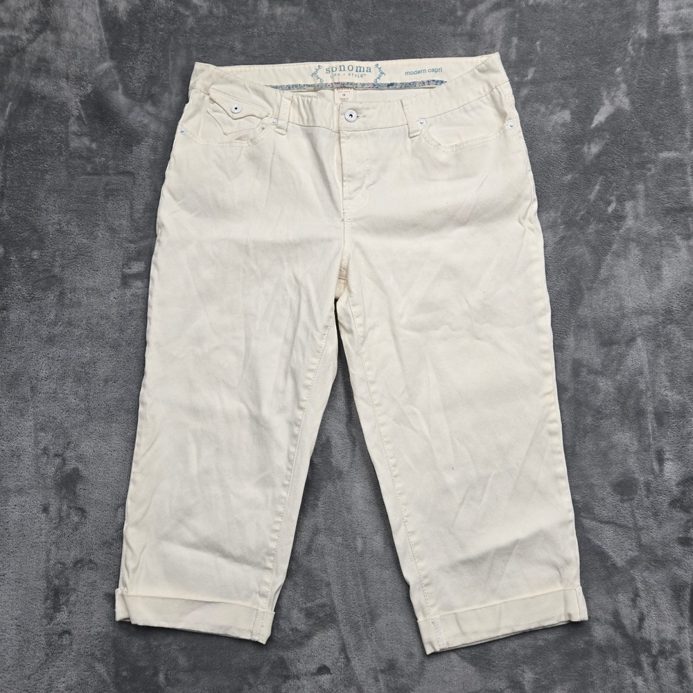 Sonoma Life Style Womens Size 14 W36 Modern Capri Pants Cuffed Cropped Denim